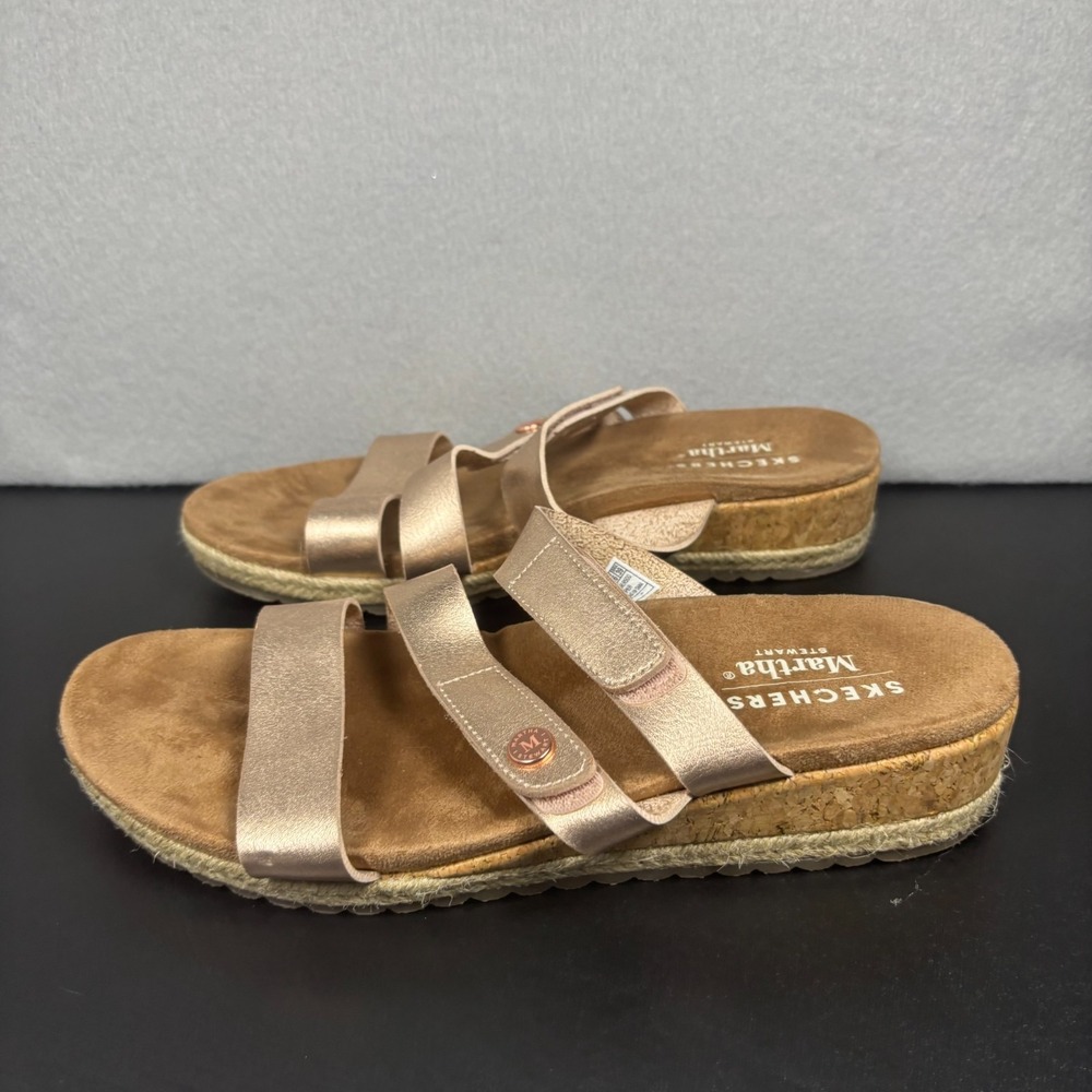 Skechers Martha Stewart Breezie Rose Gold Wedge Sandals 158904 Size 9 Metallic